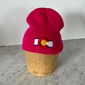 Colorado logo flag symbol beanie hat hot pink OSFM